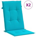 vidaXL Coussins de chaise à dossier haut lot de 2 turquoise tissu