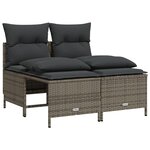 vidaXL Salon de jardin 4 Pièces avec coussins gris résine tressée