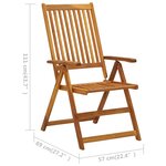 vidaXL Chaises pliables de jardin 3 Pièces avec coussins Bois d'acacia