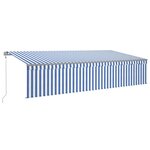 vidaXL Auvent automatique store capteur de vent LED 6x3 m Bleu blanc