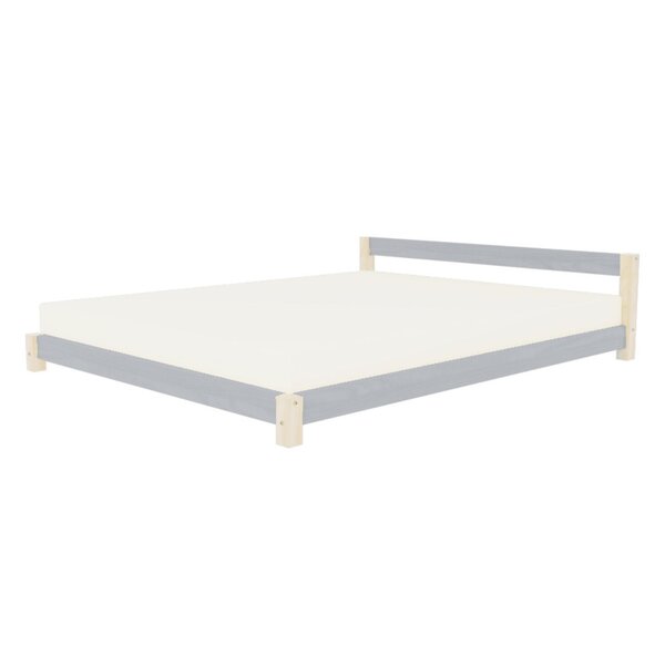 Lit double scandinave COMFY 180 x 200 gris et naturel