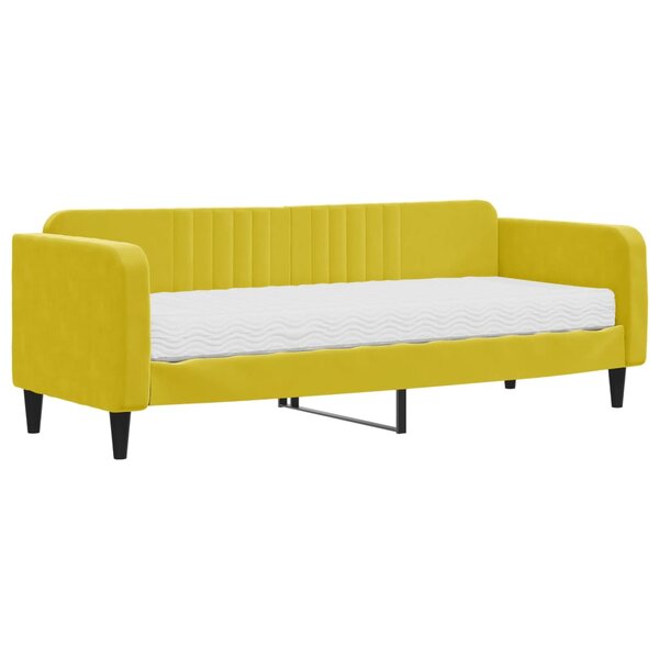 vidaXL Lit de jour avec matelas jaune 80x200 cm velours
