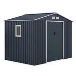 Abri de jardin en métal 5 29 m² - 277 x 191 x 202 cm - Kit d'ancrage inclus - Gris