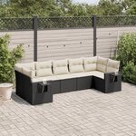 vidaXL Salon de jardin 7 Pièces avec coussins noir résine tressée
