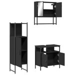 vidaXL Ensemble de meubles salle de bain 3 Pièces noir bois d'ingénierie