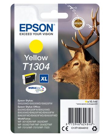 Epson singlepack yellow t1304 durabrite t1304 cartouche dencre jaune tres haute capacite 10.1ml 1-pack rf-am blister durabrite ultra ink