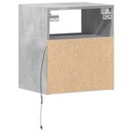 vidaXL Tables de chevet murales avec lumières LED 2 Pièces gris béton
