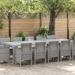 Ensemble de salle à manger de jardin de 13 pièces vidaXL avec coussins gris clair en poly rotin