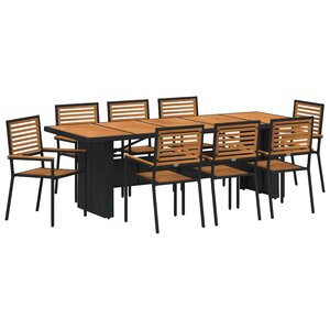 vidaXL Ensemble de salle à manger pour jardin 9 Pièces Noir polyrotin