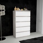 Commode CHELSEA 5 tiroirs - 77 2 x 42 2 x 128 1 - optique béton clair KILOX et blanc mat