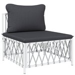 vidaXL Salon de jardin avec coussins 10 Pièces blanc acier
