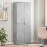 vidaXL Buffet haut gris béton 70x35x180 cm bois d'ingénierie