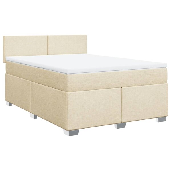 vidaXL Sommier à lattes de lit avec matelas Crème 140x190 cm Tissu