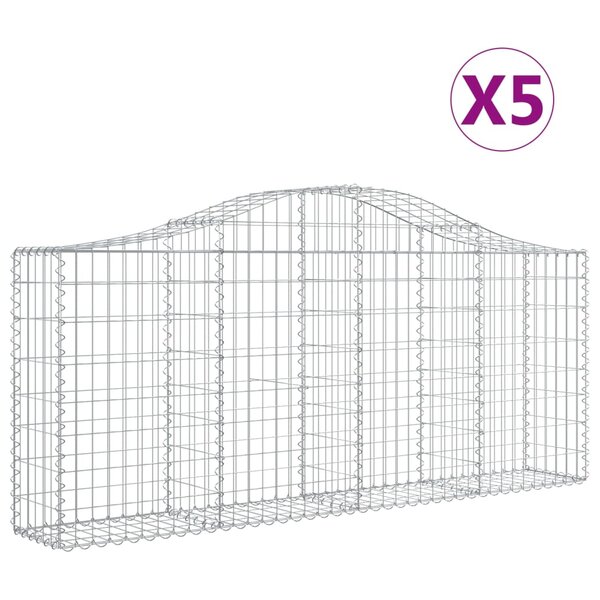 vidaXL Paniers à gabions arqués 5 Pièces 200x30x80/100 cm Fer galvanisé