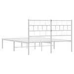 vidaXL Cadre de lit métal avec tête de lit blanc 135x190 cm