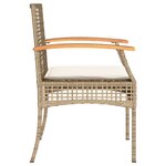 vidaXL Ensemble de bistro 3 Pièces coussins beige résine tressée acacia