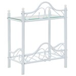vidaXL Table de chevet Acier et verre trempé 45 x 30 5 x 60 cm Blanc