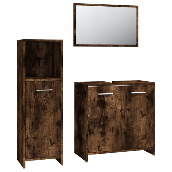 vidaXL Ensemble de meubles de salle de bain 3 Pièces Chêne fumé