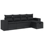 vidaXL Salon de jardin 5 Pièces avec coussins noir résine tressée