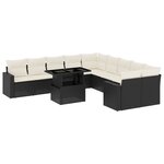 vidaXL Salon de jardin 11 Pièces avec coussins noir résine tressée