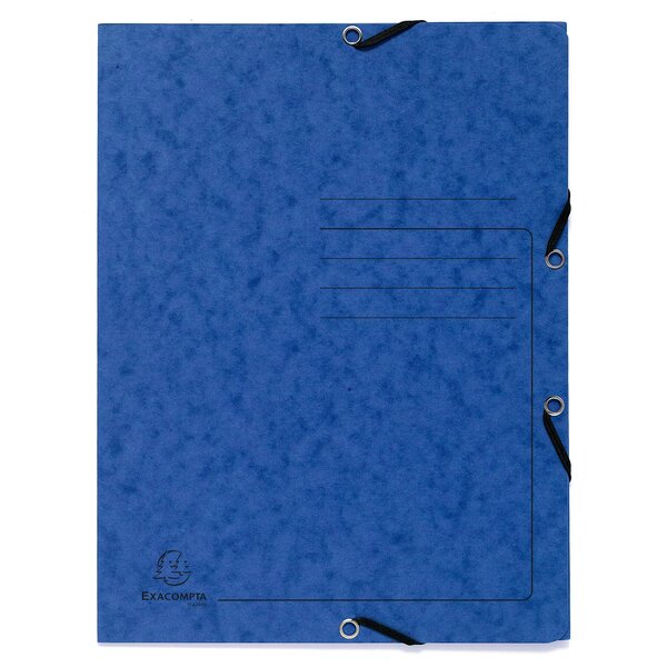 Chemise À Élastique 3 Rabats Carte Lustrée 355gm2 - A4 - Bleu - X 25 - Exacompta