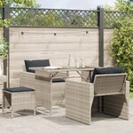 vidaXL Salon de jardin 4 Pièces avec coussins gris clair résine tressée
