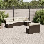 vidaXL Salon de jardin avec coussins 9 Pièces marron résine tressée