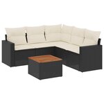 vidaXL Salon de jardin 6 Pièces avec coussins noir résine tressée