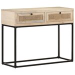 vidaXL Table console 100x35x76 cm Bois de manguier et canne naturelle
