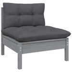 vidaXL Salon de jardin 10 Pièces avec coussins gris bois de pin massif