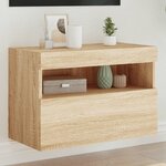 vidaXL Meuble TV mural avec lumières LED chêne sonoma 60x30x40 cm