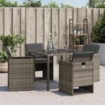 vidaXL Chaises de jardin avec coussins lot de 4 gris résine tressée