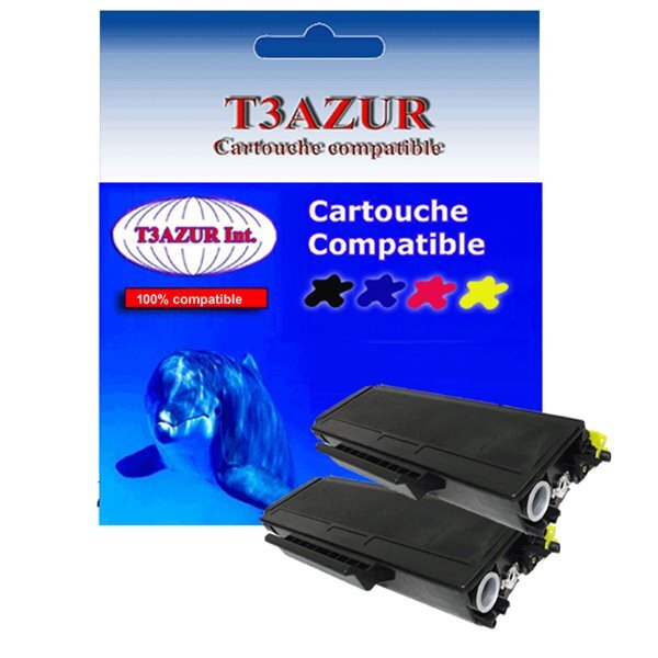 2 Toners compatibles avec Brother TN3170, TN3280 pour Brother DCP8080DN, DCP8085DN - 8 000 pages - T3AZUR