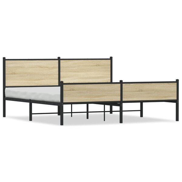 vidaXL Cadre de lit en métal sans matelas chêne sonoma 183x213 cm