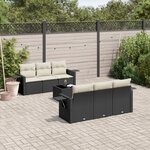 vidaXL Salon de jardin 7 Pièces avec coussins noir résine tressée
