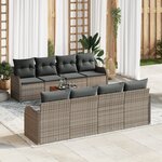 Ensemble de canapé de jardin vidaXL 9 pièces avec coussins gris poly rotin acacia