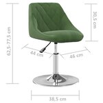 vidaXL Chaises pivotantes à manger lot de 4 Vert foncé Velours