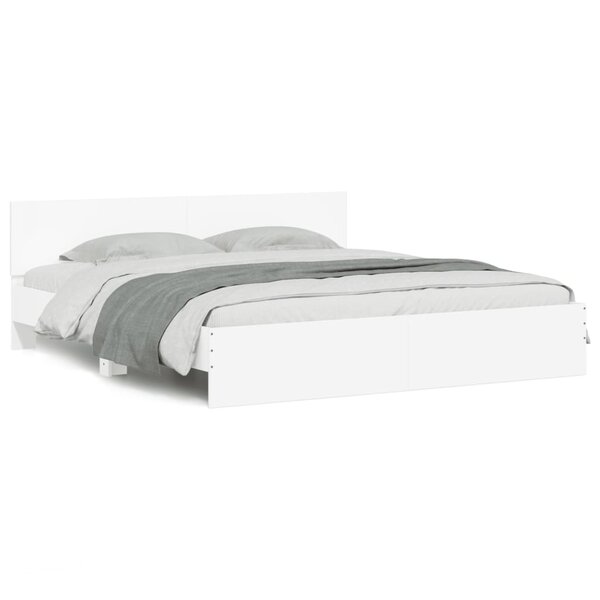 vidaXL Cadre de lit avec tête de lit blanc 200x200 cm
