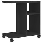 vidaXL Table d'appoint avec roues noir 50x30x55 cm bois d'ingénierie