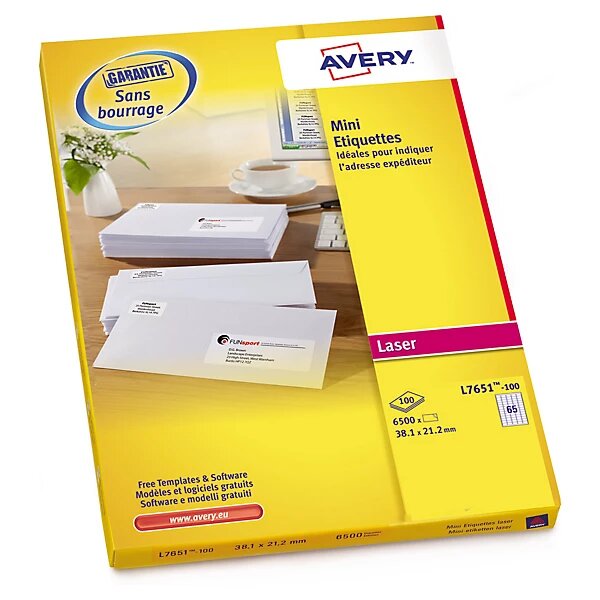 Étiquette adressage expédition avery 99 1x57 mm (lot de 1400)