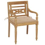 vidaXL Chaises Batavia 2 Pièces avec coussins beige Bois de teck massif