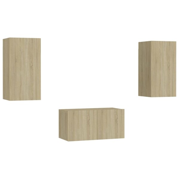 vidaXL Ensemble de meubles TV 3 Pièces Chêne sonoma Bois d'ingénierie
