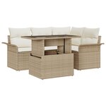 vidaXL Ensemble de canapé de jardin 5 pièces avec coussins Beige Rattan en polyéthylène