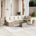 vidaXL Salon de jardin avec coussins 8 Pièces beige résine tressée