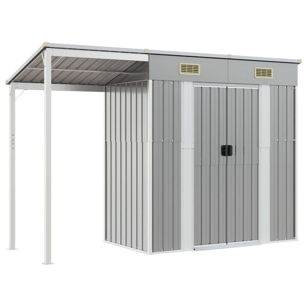vidaXL Abri de jardin avec toit prolongé gris clair 277x110 5x181 cm