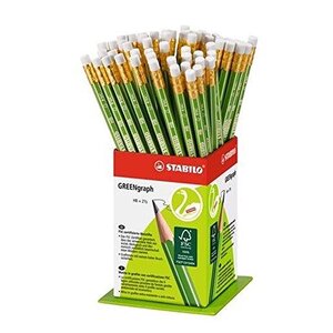 Godet de 60 Crayons Graphite 100 FSC bout gomme HB STABILO
