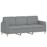 vidaXL Canapé 3 places avec oreillers gris clair 180 cm tissu
