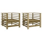 vidaXL Chaises de jardin lot de 2 bois de pin imprégné