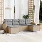 vidaXL Salon de jardin avec coussins 6 Pièces beige résine tressée