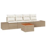 vidaXL Canapé de jardin 5 pièces avec coussins en poly rattan beige